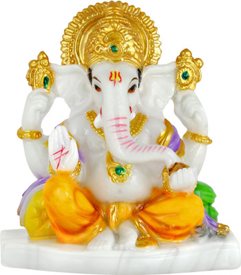 

Agastya Sitting Ganesha Decorative Showpiece - 11 cm(Polyresin, Multicolor)