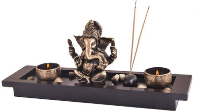 

NG Art Ventura Antique Golden Ganesha Decorative Showpiece - 14 cm(Polyresin, Wooden, Copper, Gold)
