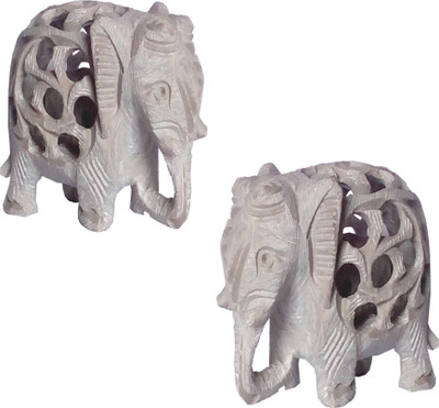

Aashi Beautiful Design Elephant Decorative Showpiece - 6 cm(Stoneware, Beige)