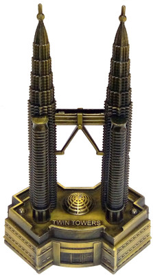 

Gooddeals Antique Finish Malaysian Souvenir Petronas Twin Towers Replica Miniature statue Decorative Showpiece - 18 cm(Bronze, Brown)