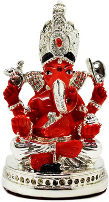 

Meera Marketing Decorative Showpiece - 8 cm(Silver Plated, Red)