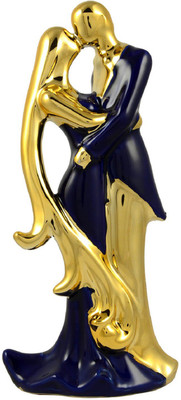 

JaipurCrafts Loving Couple Decorative Showpiece - 25.4 cm(Stoneware, Gold, Blue)