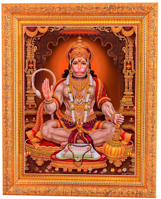 

BM Traders Bm Traders Golden Zari Work Photo Of Hanumanji With Gloden Frame Decorative Showpiece - 35.56 cm(Wooden, Gold)