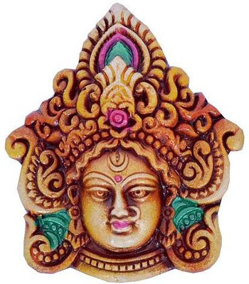 

Indigo Creativs Handcrafted Terracotta Small Elegant 3" Durga Mata mukut for Navratra Diwali Puja Home Entrance / Wall Hanging Decoration Decorative Showpiece - 10 cm(Earthenware, Multicolor)