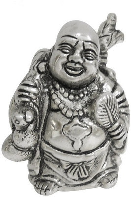 

Jupiter Elite Laughing Buddah Single Decorative Showpiece - 10.16 cm(Aluminium, Silver)