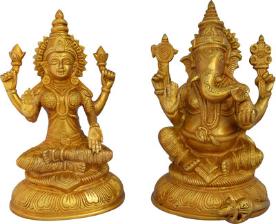 13% OFF on aakrati Laxmi Ganesha Pair Of In Golden For Your Home & Temple Decorative Showpiece - 20 cm(Brass, Yellow)