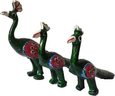 

JaipurCrafts Peacock Family Decorative Showpiece - 10.16 cm(Wooden, Multicolor)