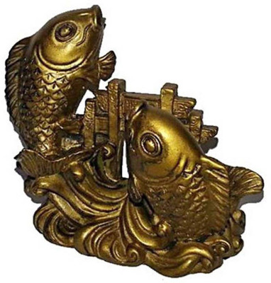 

Creative Gifts Vastu Feng Shui Fish For Good Luck And Prosperity or Double Fish Gate Showpiece - 8 cm Decorative Showpiece - 7 cm(Polyresin, Gold)