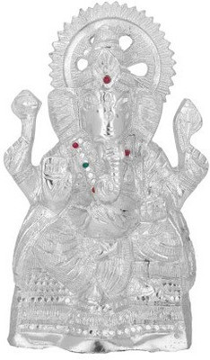 

DivyaMantra Lord Siddhivinayak Ganesha Idol Decorative Showpiece - 24 cm(Aluminium, White)