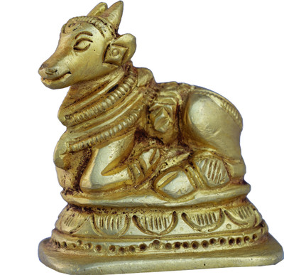 aakrati Nandi (Bull) Statue Made of Brass Decorative Showpiece - 5 cm(Brass, Yellow)