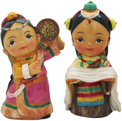 

DivyaMantra Set Of Tibetan Ethnic Dolls (4452) Decorative Showpiece - 12.5 cm(Polyresin, Multicolor)