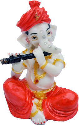 ART N HUB Marble Look Hindu God Shri Ganesh statue lord Ganesha idol Bhagwan Ganpati Handicraft Decorative Spiritual Puja vastu showpiece Figurine - Religious Pooja Gift item & Murti for Mandir / Temple / Home Decor / Office Decorative Showpiece - 13 cm(Plastic, Red)