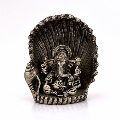 

Shree Sai Handicraft Metal Decorative White Metal Antique Lord Ganesha On Naag Idol Decorative Showpiece - 8 cm(Aluminium, Silver)