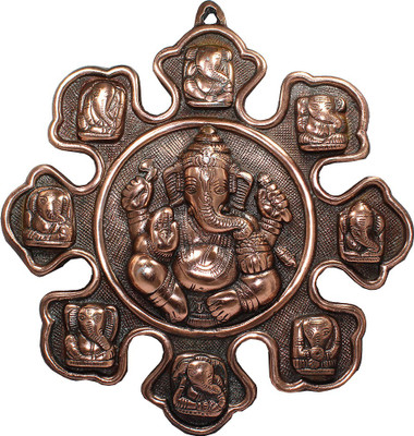 Soujanya Navgrah Ganesh Decorative Showpiece - 29 cm(Aluminium, Copper)