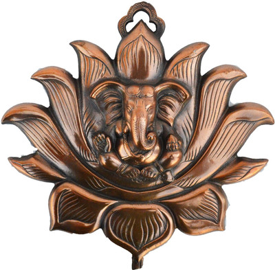 eCraftIndia Metal Wall Hanging of Lord Ganesha on Lotus Decorative Showpiece - 27.94 cm(Brass, Brown) eCraftIndia Metal Wall Hanging of Lord Ganesha on Lotus Decorative Showpiece - 27.94 cm(Brass, Brown)
