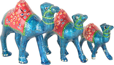 

ALISHA TRADING COMPANY HandPainted Camel Showpiece (Blue, Pack of 3) Decorative Showpiece - 5 cm(Plastic, Multicolor)