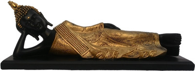 

Galaxy World Sleeping Buddha With Wooden Base Statue Decorative Showpiece - 15 cm(Polyresin, Copper)