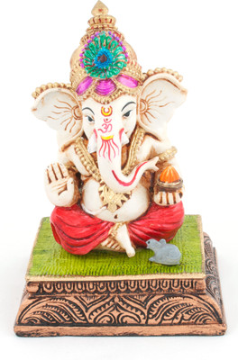 

The Nodding Head Beautiful Ornament Ganesha Statue Decorative Showpiece - 12 cm(Polyresin, Multicolor)