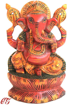 

Craft International Wooden Ganesh Statue Painted - 6 Inch Decorative Showpiece - 15 cm(Wooden, Brown)