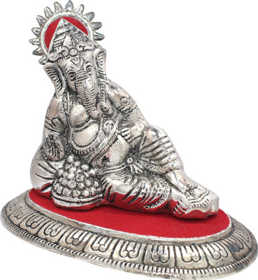 Soujanya Ganesha Decorative Showpiece - 14 cm(Aluminium, Silver)