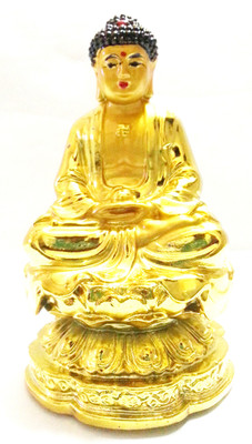 

True Deal Lord Buddha Golden Statue Decorative Showpiece - 11.5 cm(Polyresin, Gold)