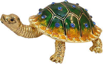 

DivyaMantra Feng Shui Bejeweled Wish Fulfilling Tortoise Decorative Showpiece - 4 cm(Aluminium, Multicolor)