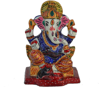 

eCraftIndia Meenakari Charurbhuj Lord Ganesha colorful Statue Decorative Showpiece - 10.16 cm(Aluminium, Multicolor)