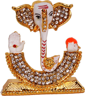 

Purpledip Lord Ganesh Car Dashboard Decorative Showpiece - 6 cm(Aluminium, Gold)