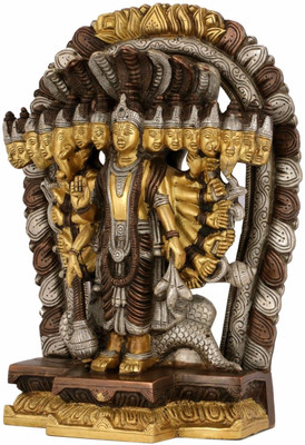 Collectible India Virat Roop Hindu God Vishwarupa Darshanam Vishnu Brass Statue Idol Decorative Showpiece  -  28.75 cm(Crystal, Multicolor)