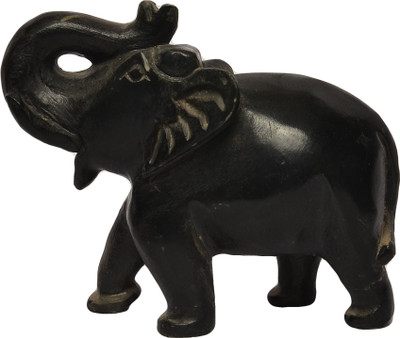 

Artist Haat Natural black stone Elephant Sculpture Hand Carved Decorative Showpiece - 9 cm(Stoneware, Black)