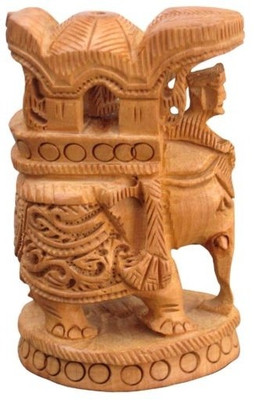 

Chitra Handicraft Elephant Decorative Showpiece - 7 cm(Wooden, Brown)