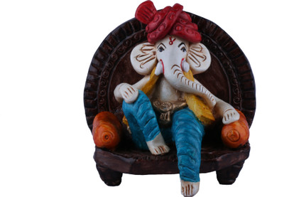 

The Nodding Head Lounging (Aaram) Ganesh (Blue) Decorative Showpiece - 13 cm(Polyresin, Multicolor)