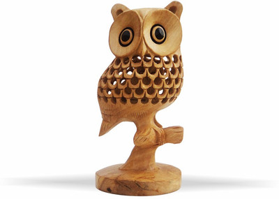 

Rangelo Rajasthan Handmade Jali Work A Wooden Owl Statue Undercut. Decorative Showpiece - 13 cm(Wooden, Yellow)