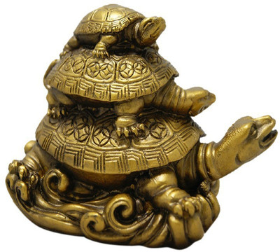 

Starstell Vastu Fengshui 3 Tier Tortoise for Longevity, Love & Harmony of Family Decorative Showpiece - 8 cm(Polyresin, Gold)