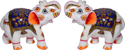 

Vaah Marble Elephant Pair Decorative Showpiece - 10.16 cm(Stoneware, Multicolor)