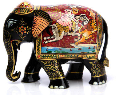 

Adaa Beautiful white wood elephant statue Decorative Showpiece - 13.4 cm(Wooden, Multicolor)