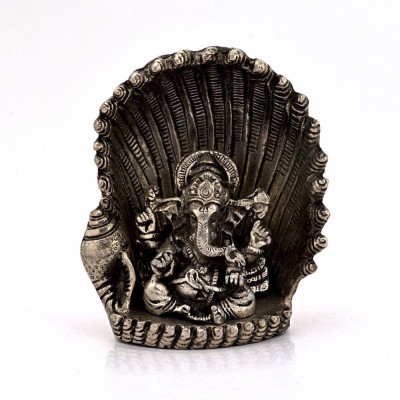 

Vivan Creation White Metal Antique Lord Ganesha on Naag Idol 310 Decorative Showpiece - 3.5 cm(Stainless Steel, Silver)