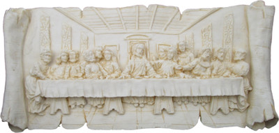 

Shivani Art Jesus Last Supper Plate - Hand Made - Polymarble 6" Decorative Showpiece - 15 cm(Polyresin, White)