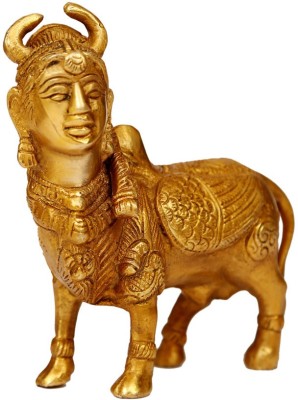 Craftartz Kamdehnu Devi Face Cow Decorative Showpiece  -  13 cm(Brass, Gold)