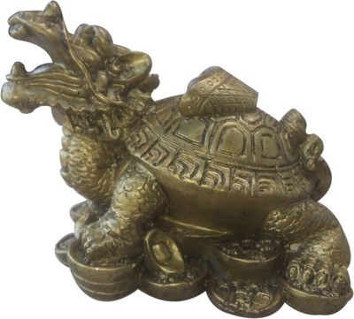

Ehatti Feng Shui Dragon Tortoise Decorative Showpiece - 7 cm(Polyresin, Copper)