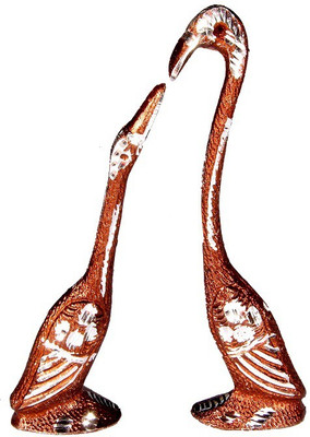 Sunvi Swan Set In Bronze Decorative Showpiece - 17 cm(Bronze, Brown)