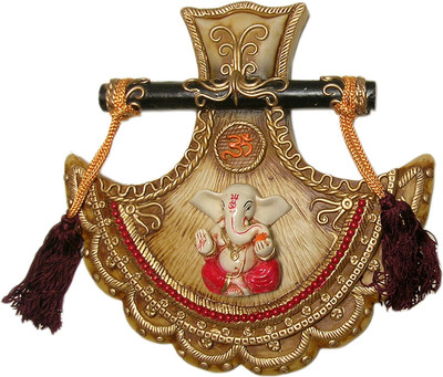 11% OFF on Megifting Traditional Fan Shaped Ganesha-Wall Hanging-Size Small (YLW) Decorative Showpiece - 27 cm(Polyresin, Multicolor)