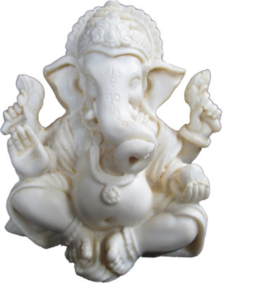 

Shivani Art Cute Stone Ganesh Statue l Polymarble Ganesh Idol l Hand Made Ganesh Murti l Best Gift l Home Decor 3.2" Decorative Showpiece - 8.5 cm(Polyresin, White)