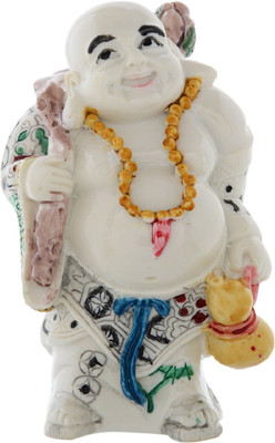 

JaipurCrafts Premium Collection Laughing Buddha Decorative Showpiece - 12.7 cm(Stoneware, Multicolor)