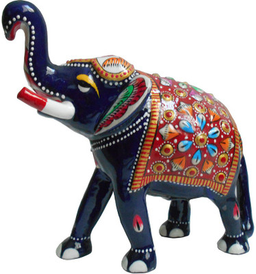 

Divine Temples Colorful Elephant Decorative Showpiece - 13 cm(Zinc, Multicolor)