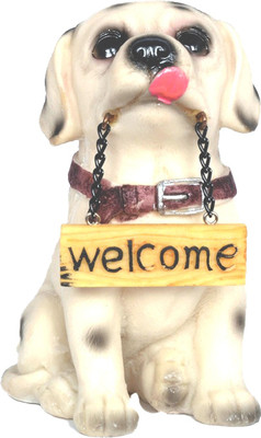 

Amazin Welcome Dog Decorative Showpiece - 12 cm(Polyresin, White)