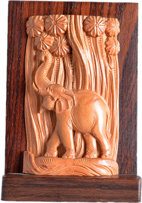 

SC Handicrafts Sandalwood Forest Elephant Decorative Showpiece - 11 cm(Wooden, Brown)