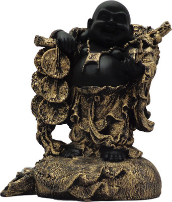

Art N Hub Laughing Buddha - Handicraft Decor Statue (H-38cm) Decorative Showpiece - 38 cm(Polyresin, Black, Gold)