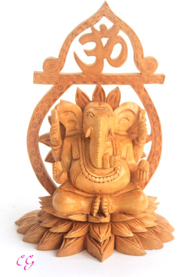 

Craft International Wooden Ganesha on Lotus Decorative Showpiece - 18.5 cm(Wooden, Brown)