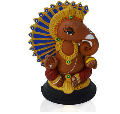 28% OFF on eCraftIndia Blessing Lord Ganesha Showpiece - 13.97 cm(Terracotta, Brown, Blue) 28% OFF on eCraftIndia Blessing Lord Ganesha Showpiece - 13.97 cm(Terracotta, Brown, Blue)
